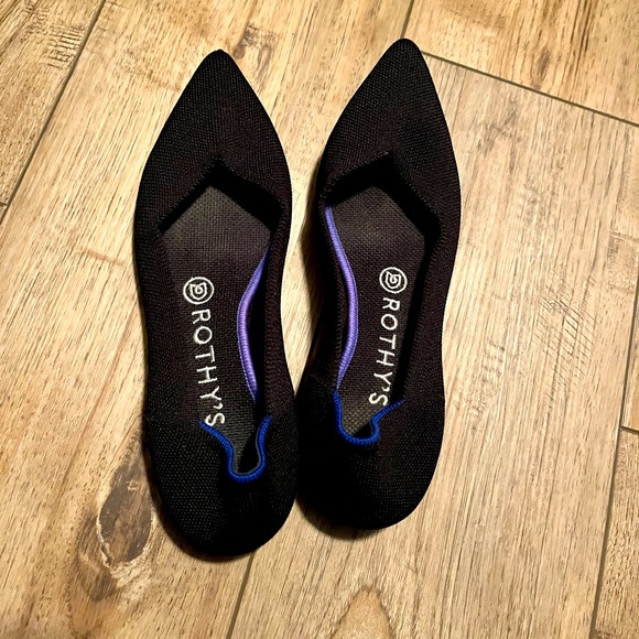 Rothy’s The Point Flats in Black Solid Size 8 - Picture 1 of 4
